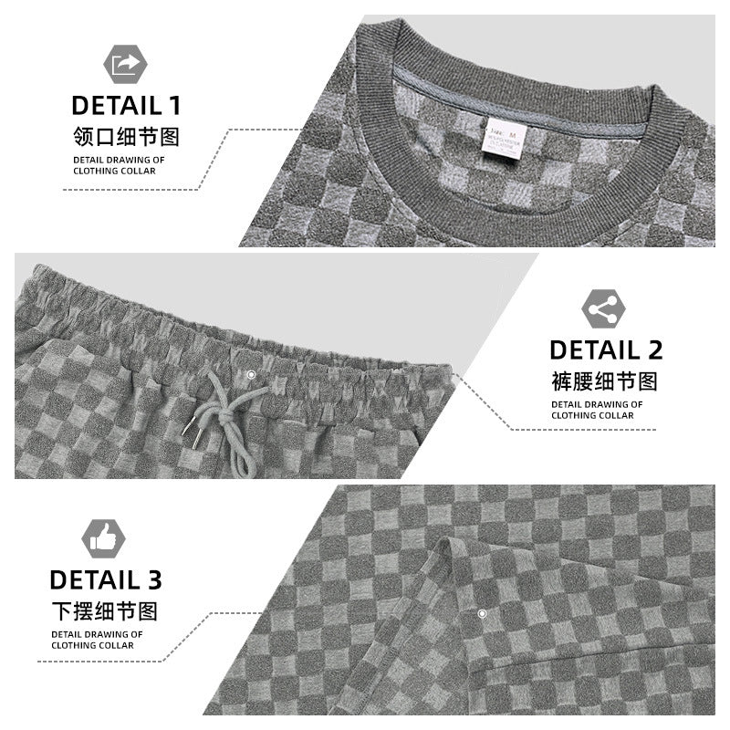 Unisex nan structured relief set made of honeycomb jersey with oversized shirt and knee-length shorts Mune Fashion