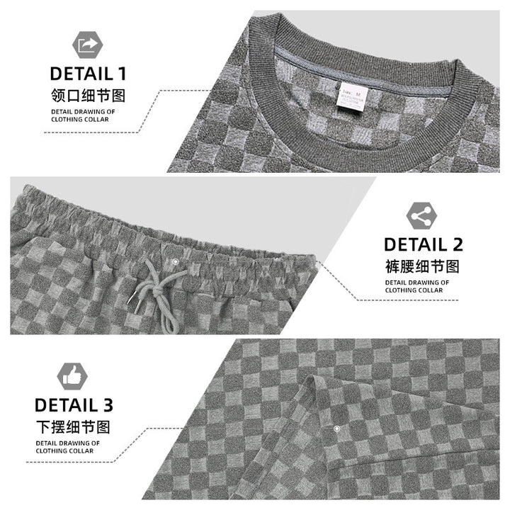 Unisex nan structured relief set made of honeycomb jersey with oversized shirt and knee-length shorts Mune Fashion