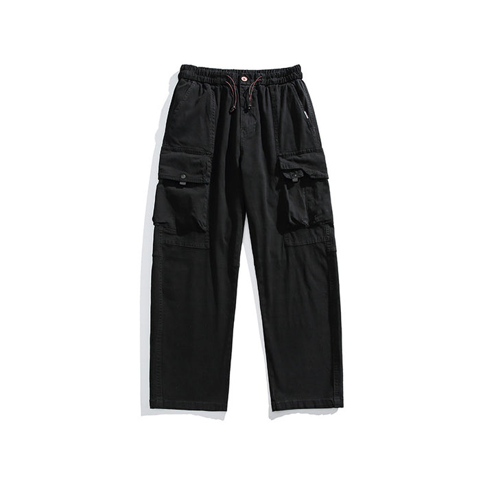 Men's Lightweight Utility Cargo Pants made of Cotton Blend with Elastic Waistband, Drawstring, and Multiple Pockets Mune Fashion
