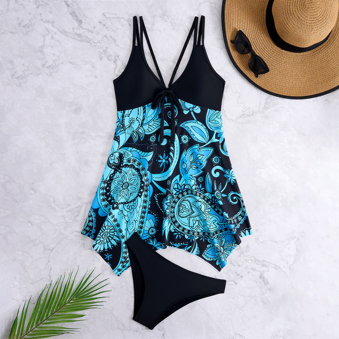 Women's Tankini Set with stylish floral top and high waist Mune Fashion