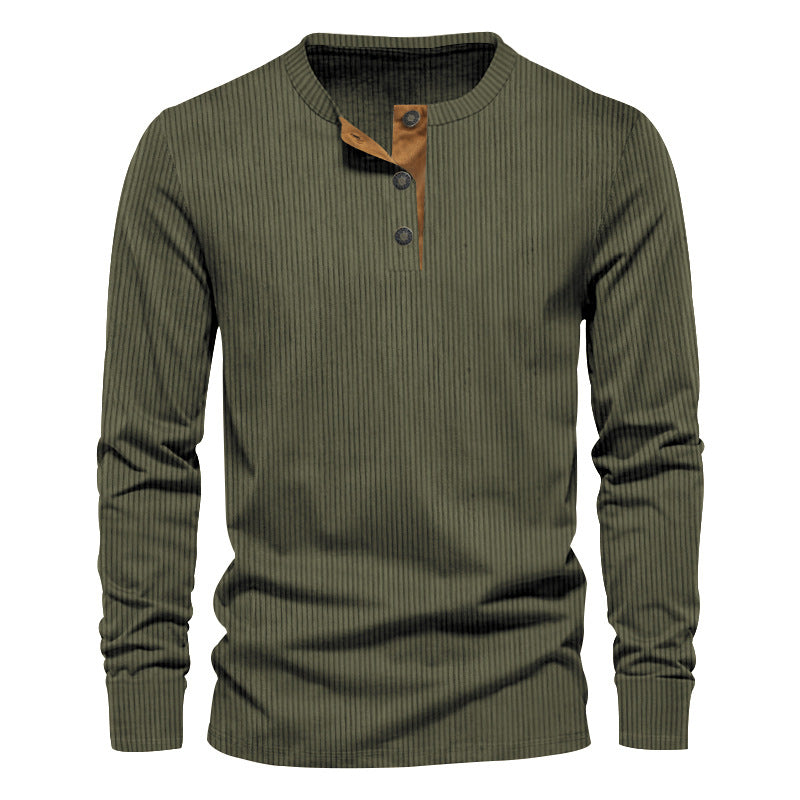 Men's knitted thermal henley with contrast button placket and ribbed cuffs Mune Fashion