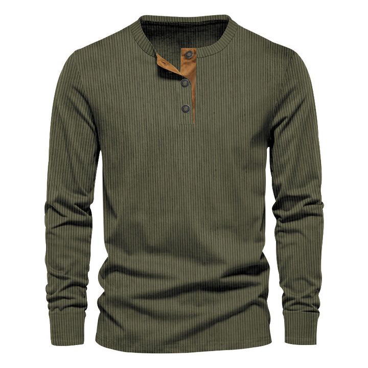 Men's knitted thermal henley with contrast button placket and ribbed cuffs Mune Fashion