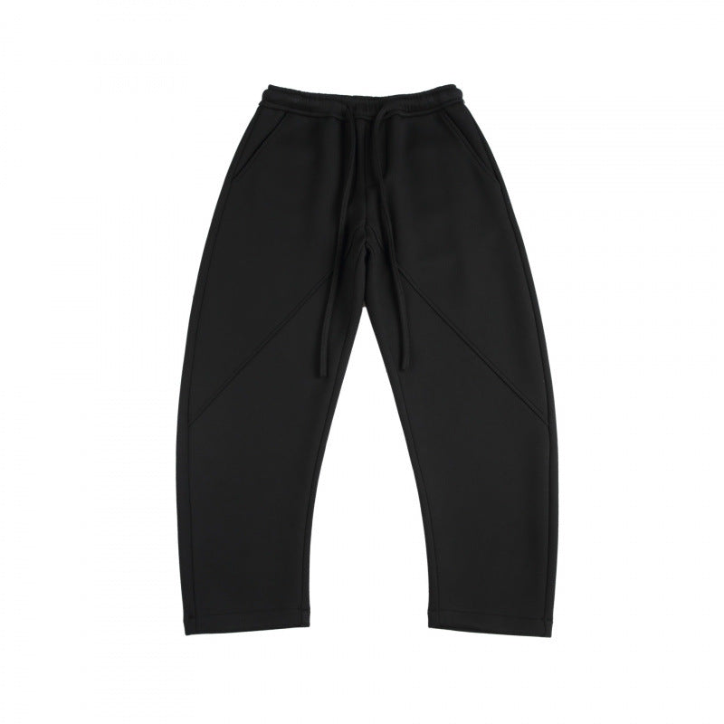 Unisex Wide Tech Jogging Pants with Diagonal Seam Design, Elastic Waistband and Drawstring Mune Fashion