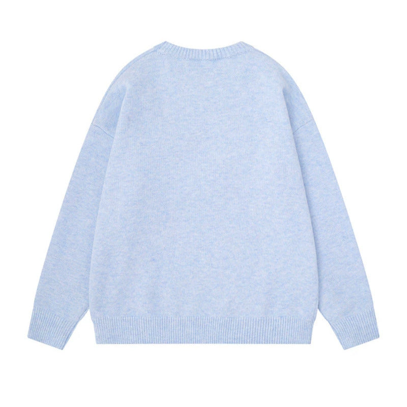 Women's Cozy Knit Sweater with Polar Bear Applique and Integrated Striped Scarf Mune Fashion