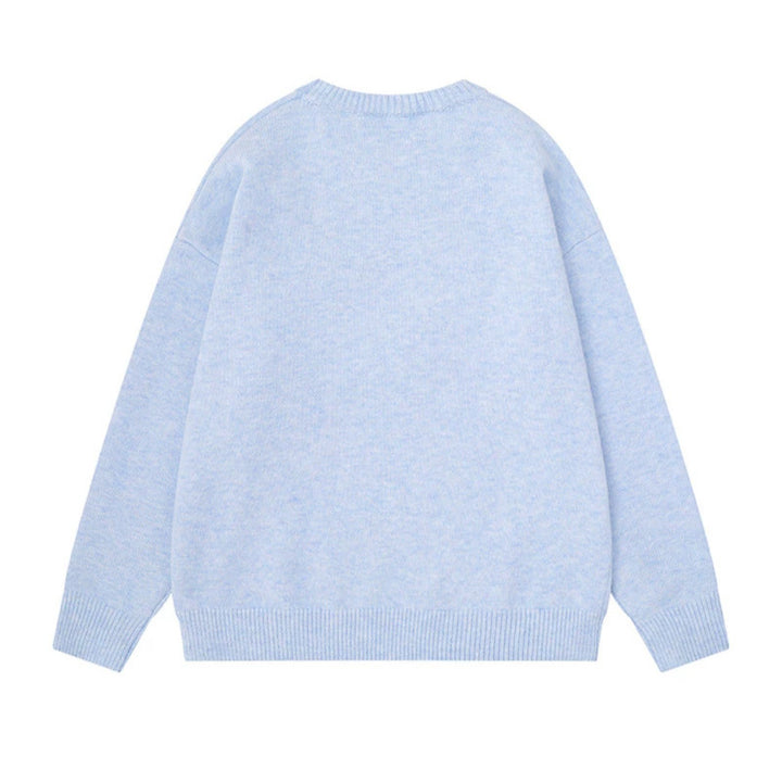 Women's Cozy Knit Sweater with Polar Bear Applique and Integrated Striped Scarf Mune Fashion