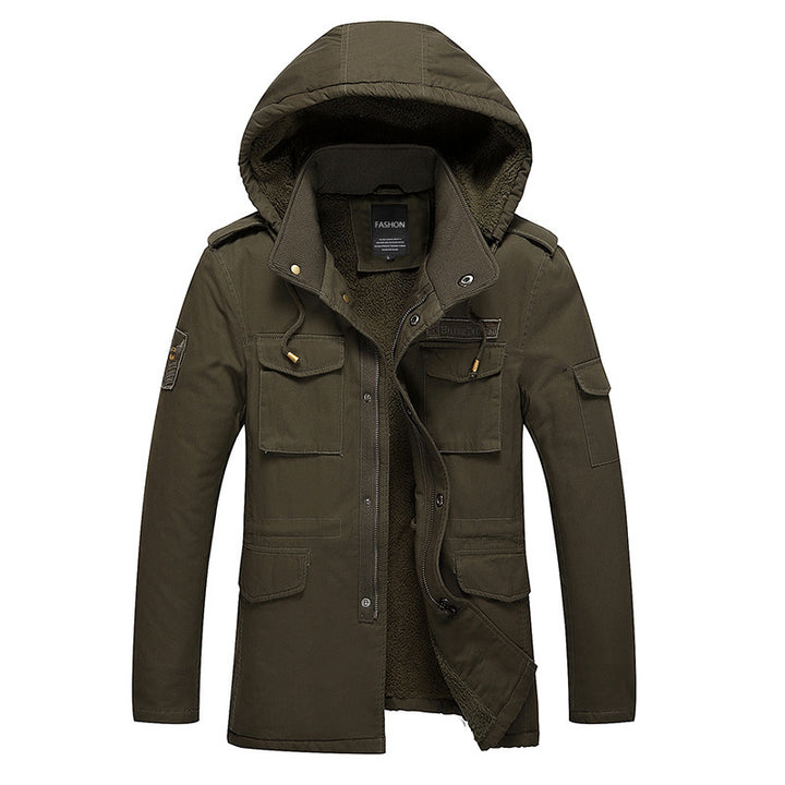 Men's utility parka with warming teddy fleece lining, hood, and multifunction pockets Mune Fashion