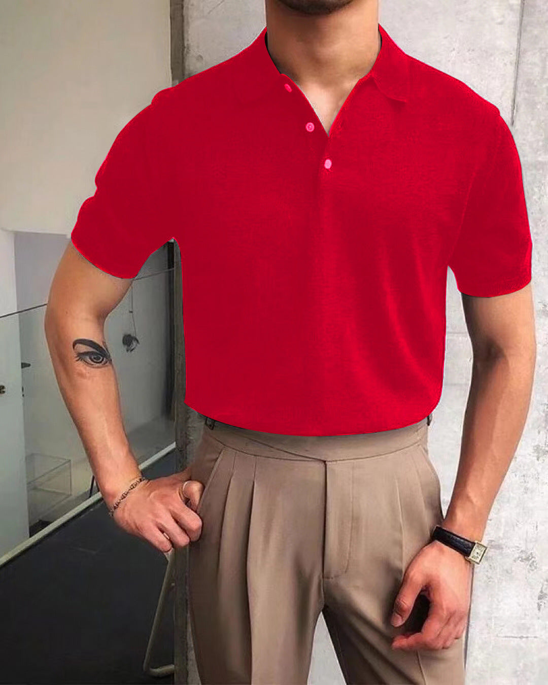 Men's nano Premium fine knit polo shirt with open shirt collar and subtle button placket Mune Fashion