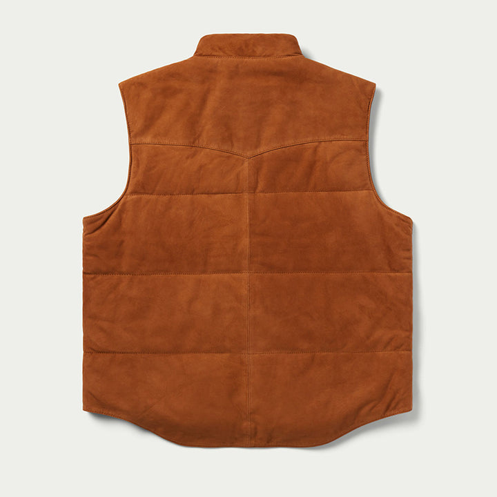 Men's suede vest with stand-up collar and patch pockets Mune Fashion