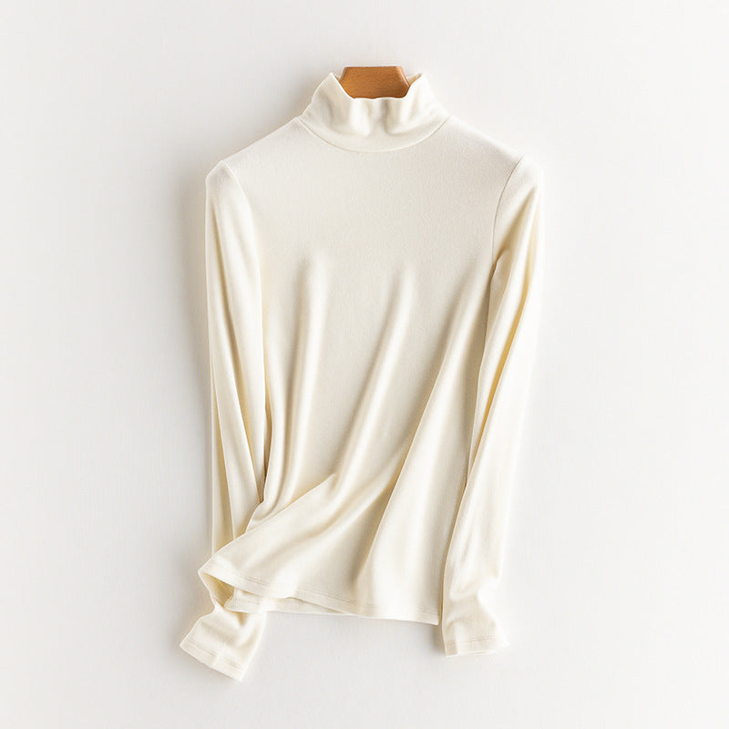 Ladies Fine Long Sleeve Shirt with Stand-up Collar made of Stretch Jersey, Body-hugging Silhouette Mune Fashion