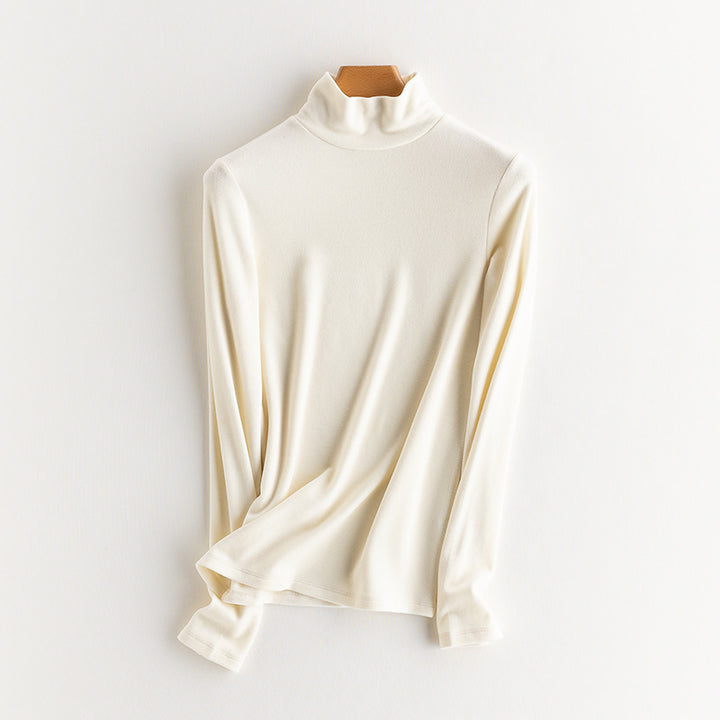 Ladies Fine Long Sleeve Shirt with Stand-up Collar made of Stretch Jersey, Body-hugging Silhouette Mune Fashion
