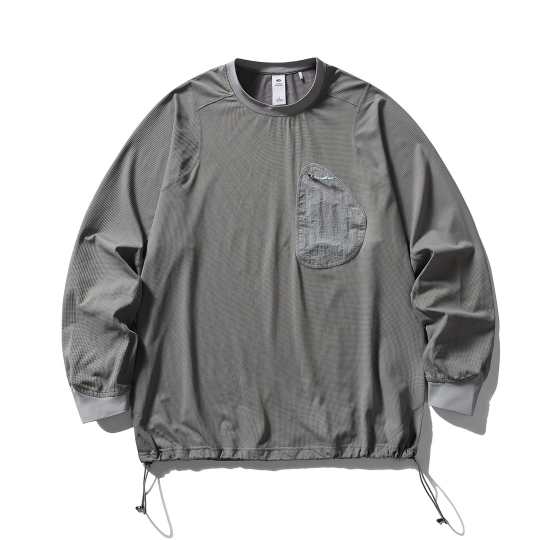 Unisex Lightweight technical crew-neck pullover with chest zip pocket, drawstring hem and ribbed cuffs Mune Fashion