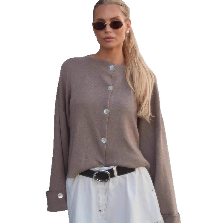 Women's Oversized Cropped Jacket with Wide Trumpet Sleeves and Button Cuffs Mune Fashion