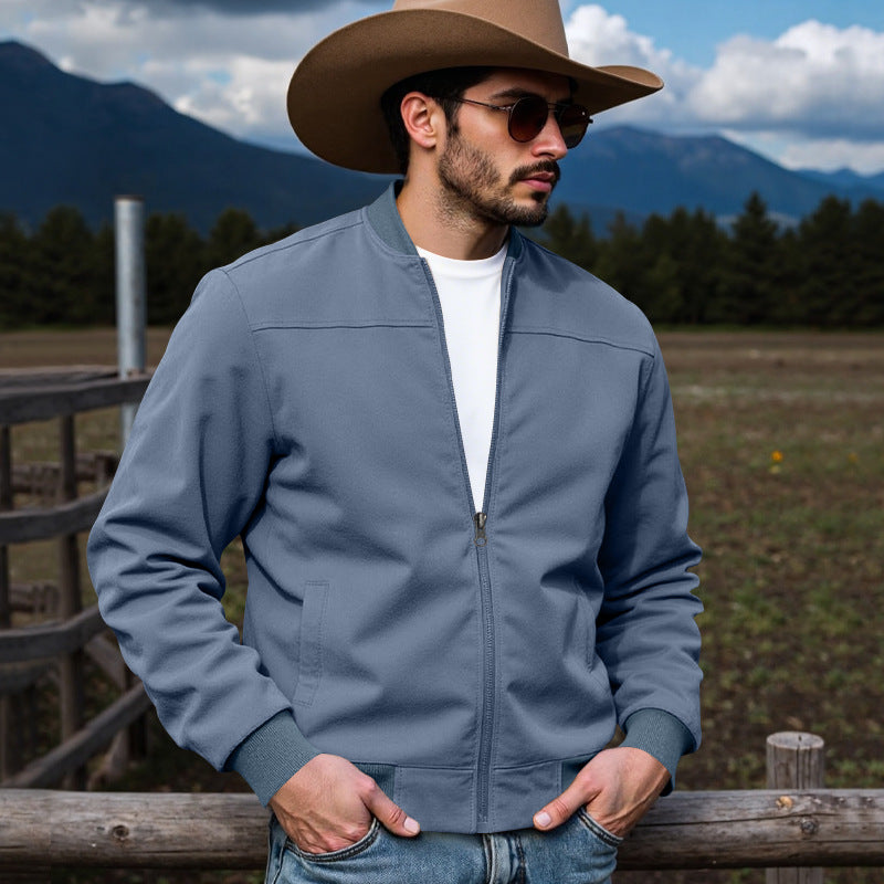 Men's Lightweight Bomber Jacket with Zipper, Ribbed Cuffs & Minimalist Seam Structure Mune Fashion