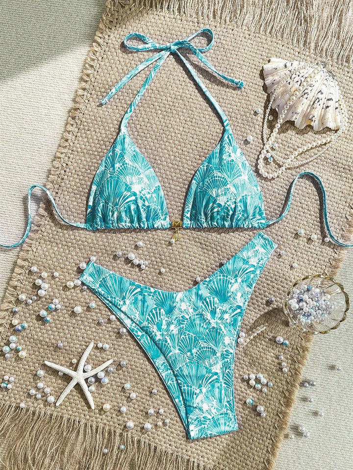 Women Triangle Bikini with Floral Patterns Mune Fashion