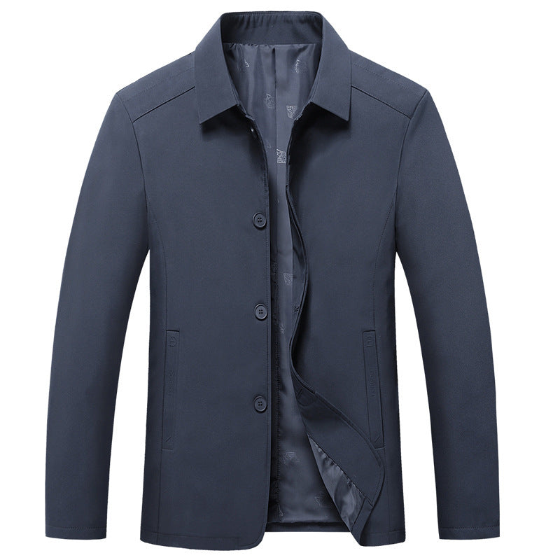 Men's blazer-like transitional jacket with shirt collar, lightweight inner lining, and button placket Mune Fashion