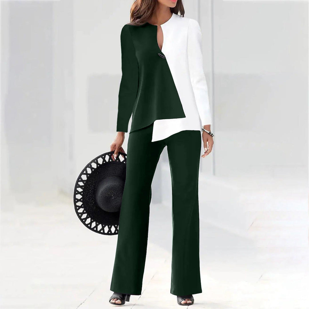 Women's Elegant and Modern Pant Suit Set with Asymmetric Design Mune Fashion