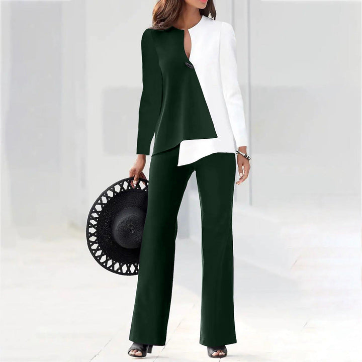 Women's Elegant and Modern Pant Suit Set with Asymmetric Design Mune Fashion