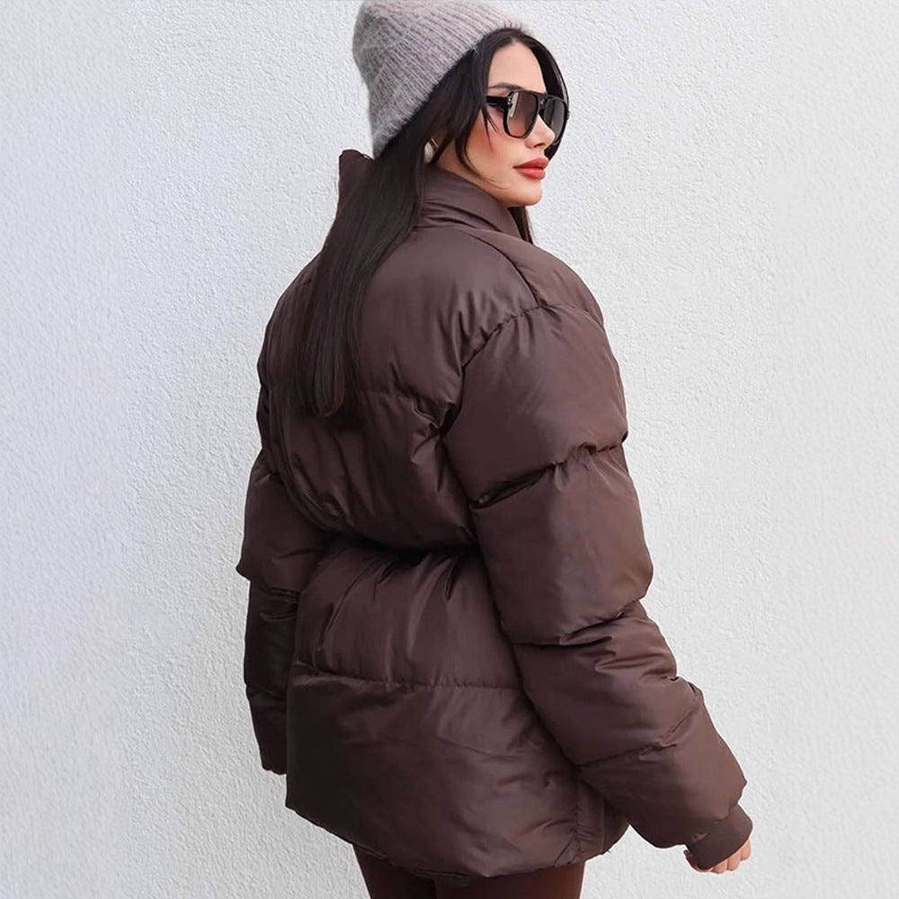 Women's Quilted Tailored Quilted Jacket with Shawl Collar and Tie Belt Mune Fashion