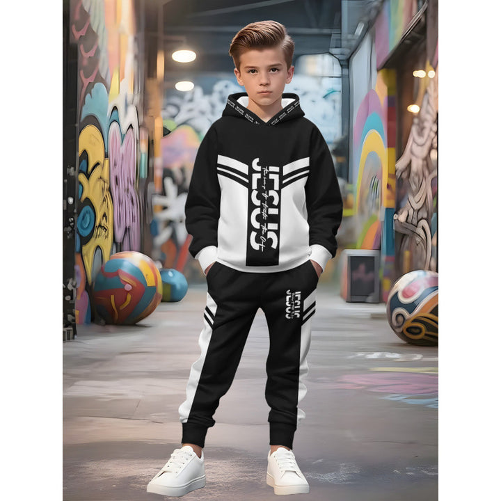 Unisex nan children's jogging suit with hoodie and detailed car print Mune Fashion
