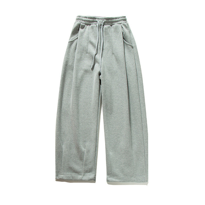 Unisex Wide Jogging Pants with Pleats, Elastic Drawstring and Side Pockets Mune Fashion