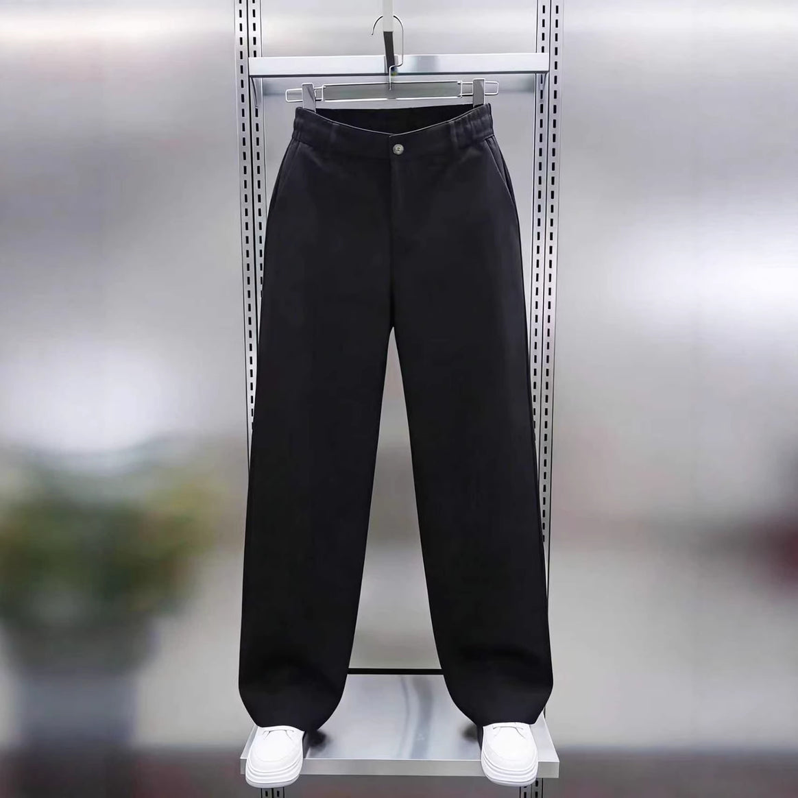 Men's Wide High-Waist Chino Pants with Elastic Back Waist, Straight Leg & Side Pockets Mune Fashion
