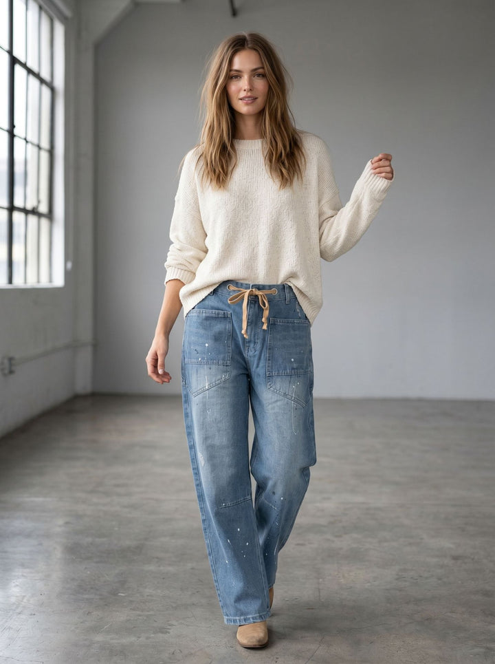 Women’s oversized knitted pullover with round neck and relaxed silhouette Mune Fashion