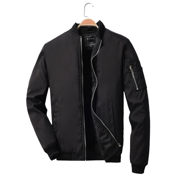 Men's Light Bomber Jacket with Arm Pocket, Ribbed Cuffs and Concealed Inner Pocket Mune Fashion
