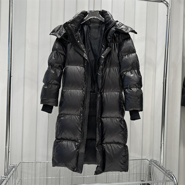 Women Long-cut quilted coat with high collar and warming down filling Mune Fashion