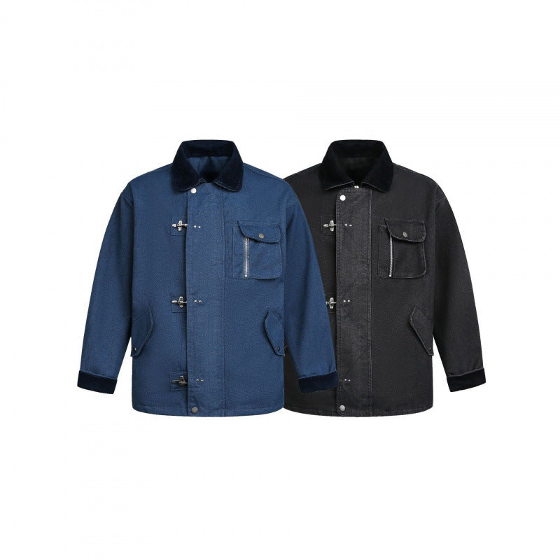 Men's utility jacket with toggle fastenings, cord collar, and multiple pockets Mune Fashion
