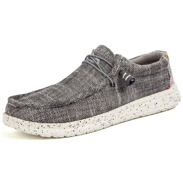 Men's Casual Canvas Moccasin Slipper with Braided Lacing and Spotted EVA Sole Mune Fashion