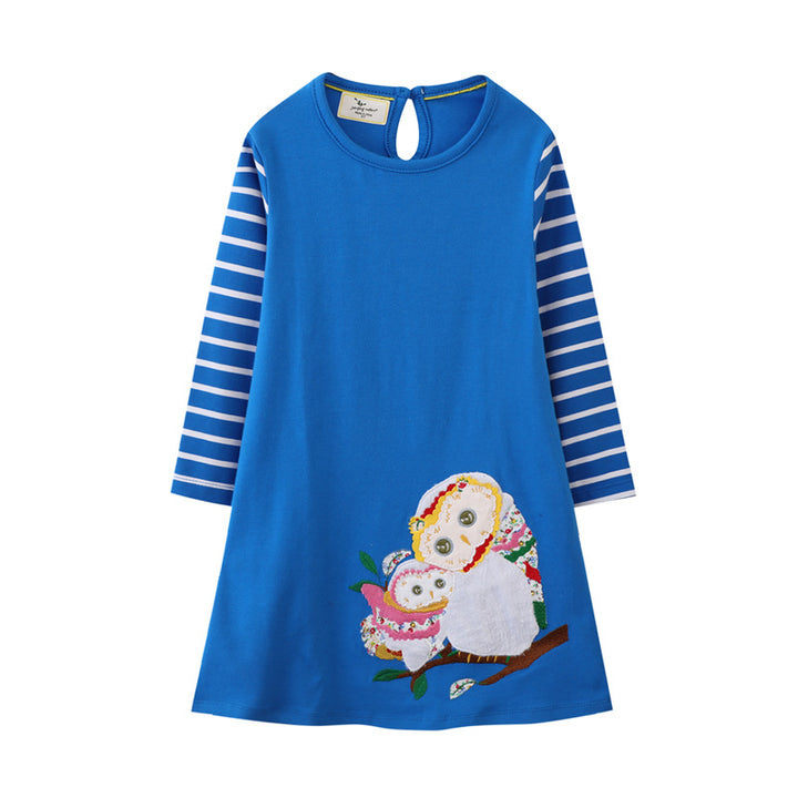 Girls casual dress with cute owl motif Mune Fashion