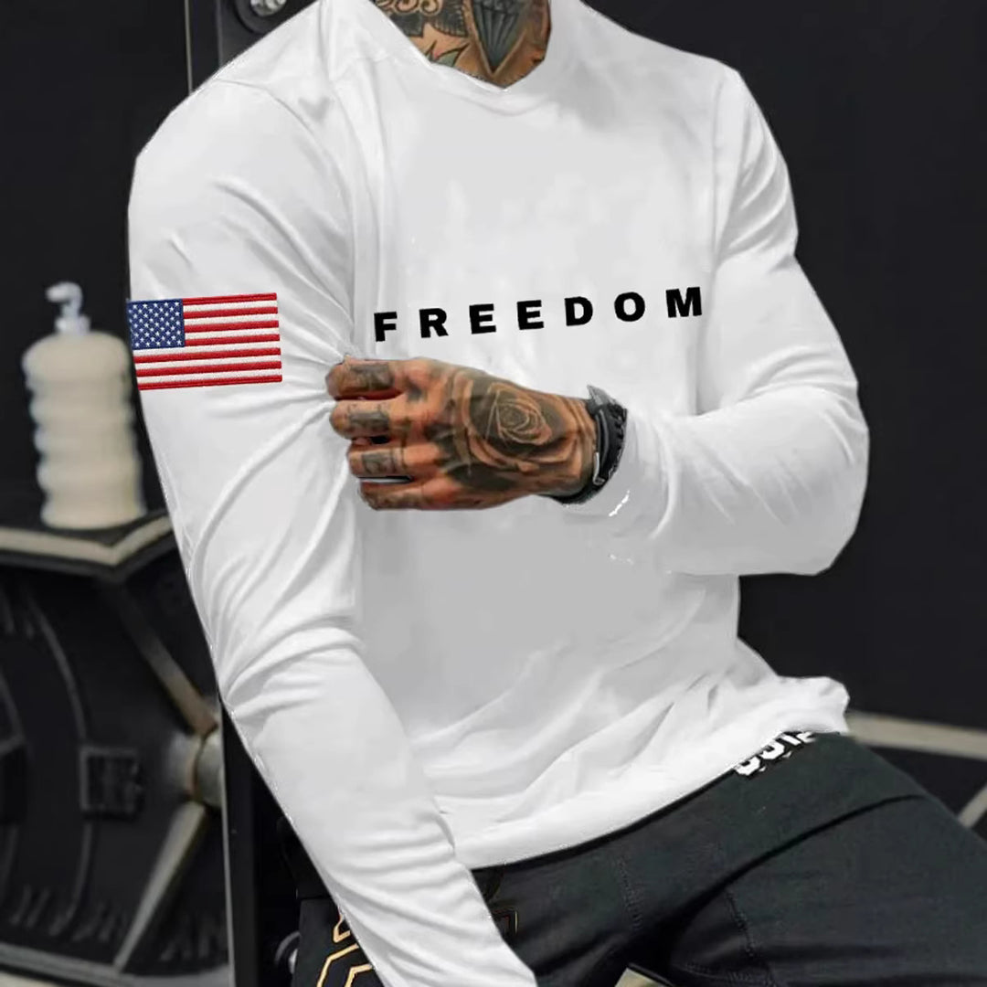 Men's Long Sleeve Shirt with American Flag Design Mune Fashion