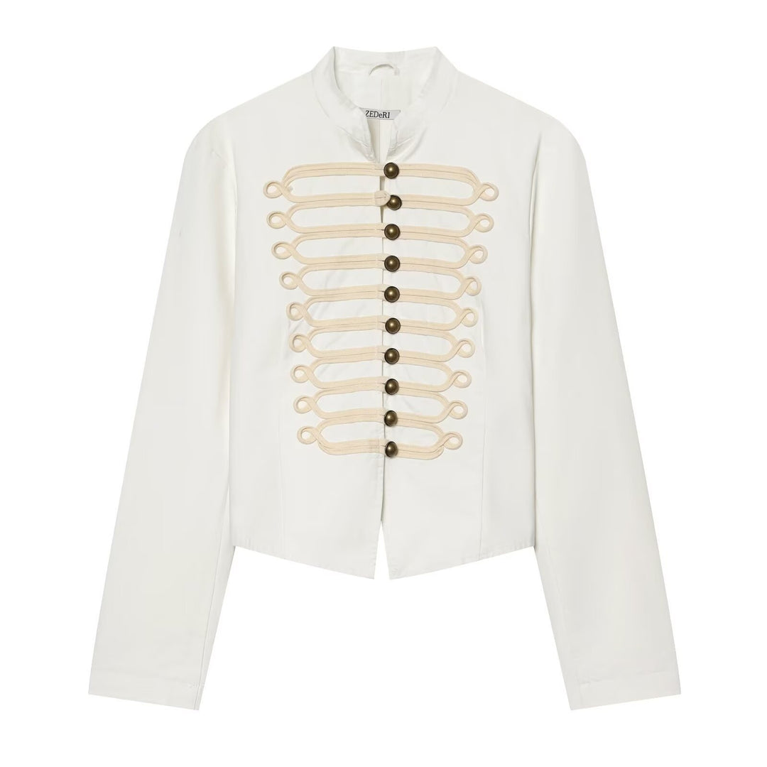 Ladies short blazer in hussar style with cord loops and brass buttons Mune Fashion