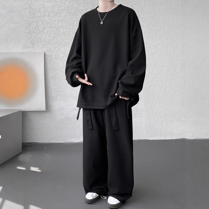 Unisex Casual Oversized Lounge Set made of Waffle Knit with Cargo Ties Mune Fashion