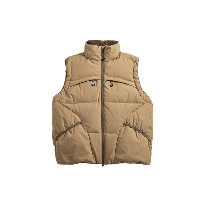 Unisex Padded Stand-Up Collar Vest with Two-Way Zipper and Drawstring Details Mune Fashion