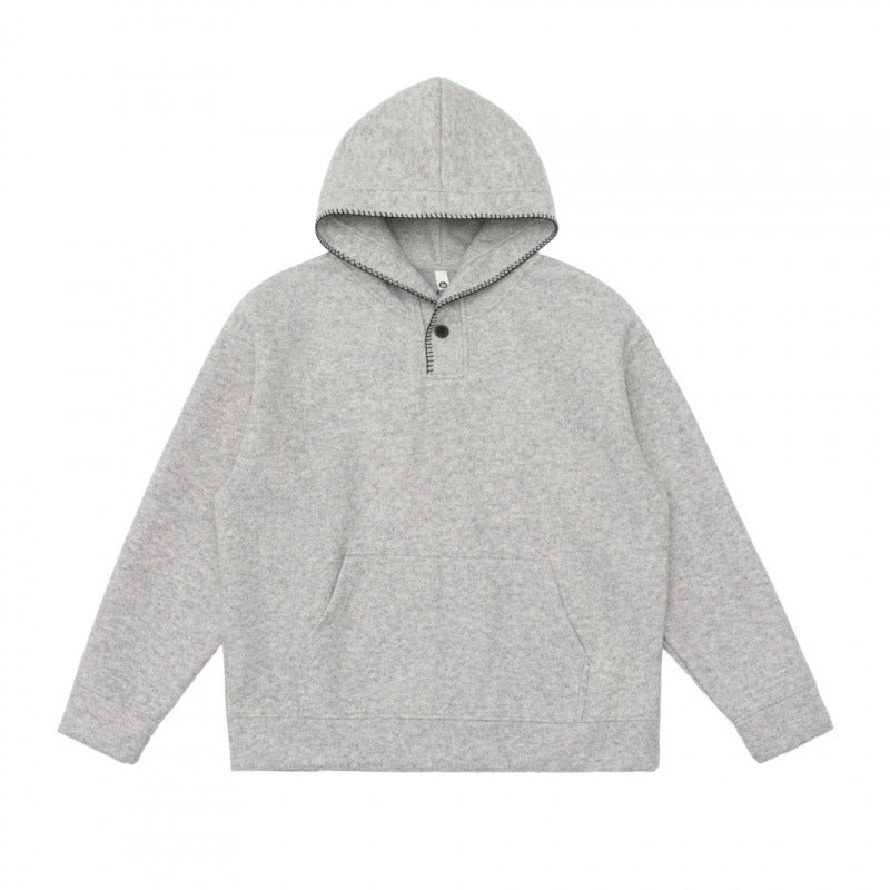 Unisex Oversize Hoodie made of melanged fleece blend with Henley button placket and kangaroo pocket Mune Fashion