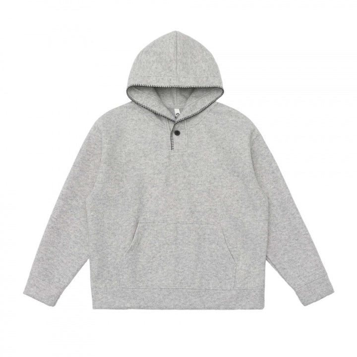 Unisex Oversize Hoodie made of melanged fleece blend with Henley button placket and kangaroo pocket Mune Fashion