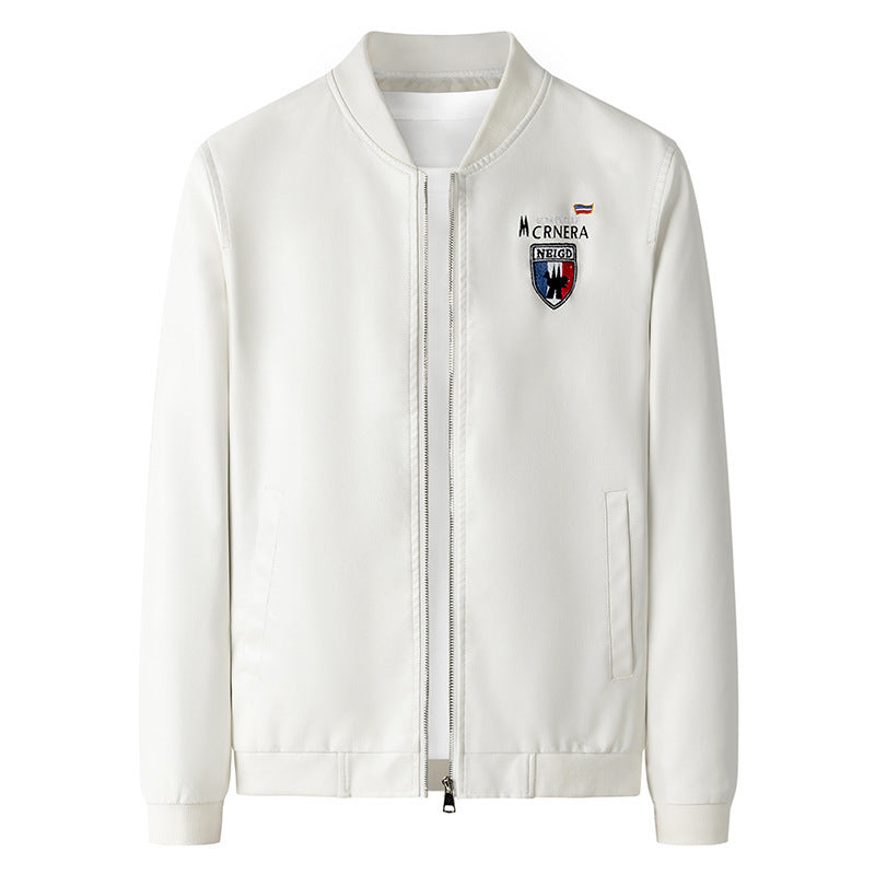 Men's lightweight bomber jacket in casual urban style with embroidered emblem and ribbed cuffs Mune Fashion