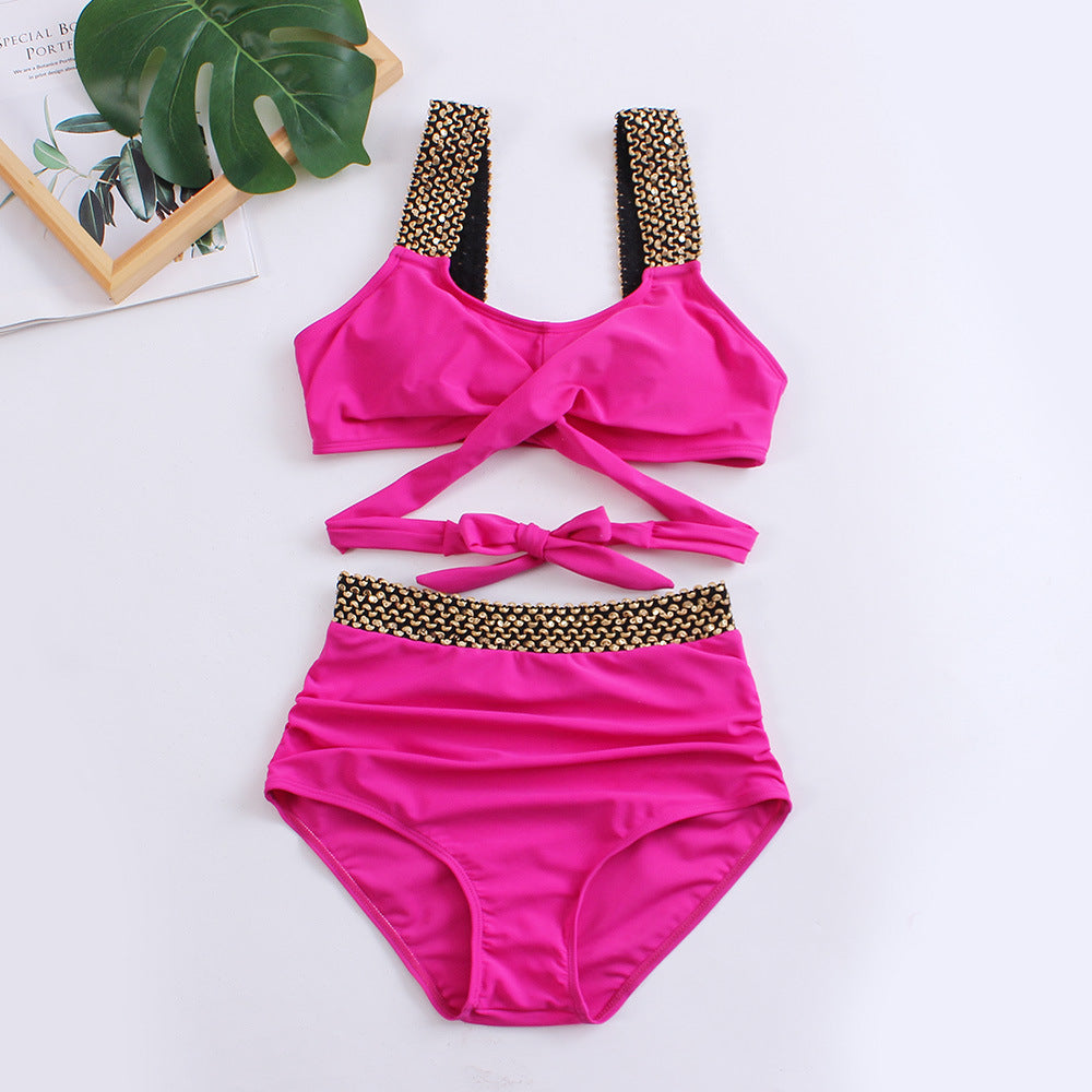 Women's High-Waisted Bikini Set with Stylish Wrap Top Mune Fashion
