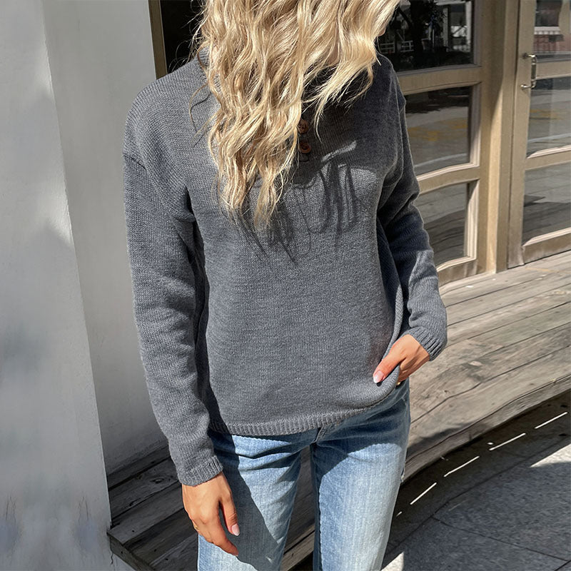 Women's fine knit sweater with round neckline and light oversized fit Mune Fashion