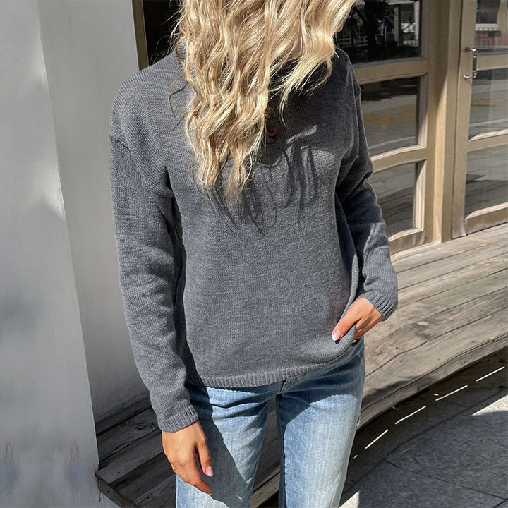 Women's fine knit sweater with round neckline and light oversized fit Mune Fashion