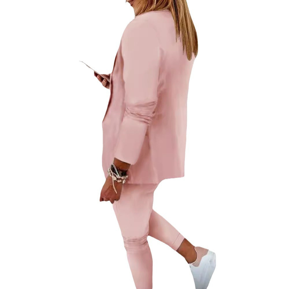 Women's two-piece blazer jogger set with tailored blazer and elastic waistband trousers Mune Fashion