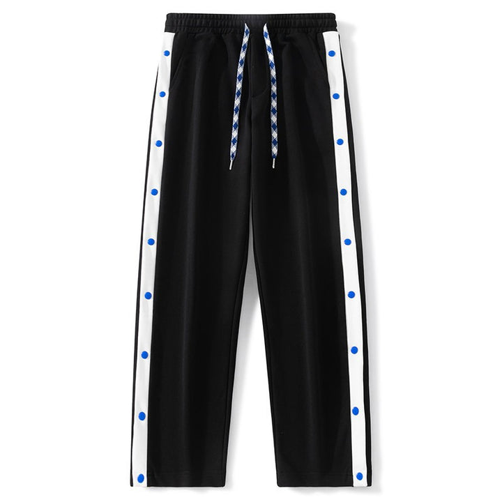 Men's jogging pants with snap button side stripes, elastic waistband & drawstring Mune Fashion