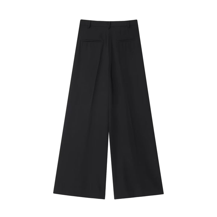 Women's Wide High-Waisted Pleated Trousers with Crease and Wide Leg Mune Fashion