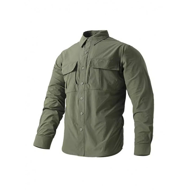 Men's Light Shirt Jacket in Utility Style with Patch Chest Pockets and Button Placket Mune Fashion