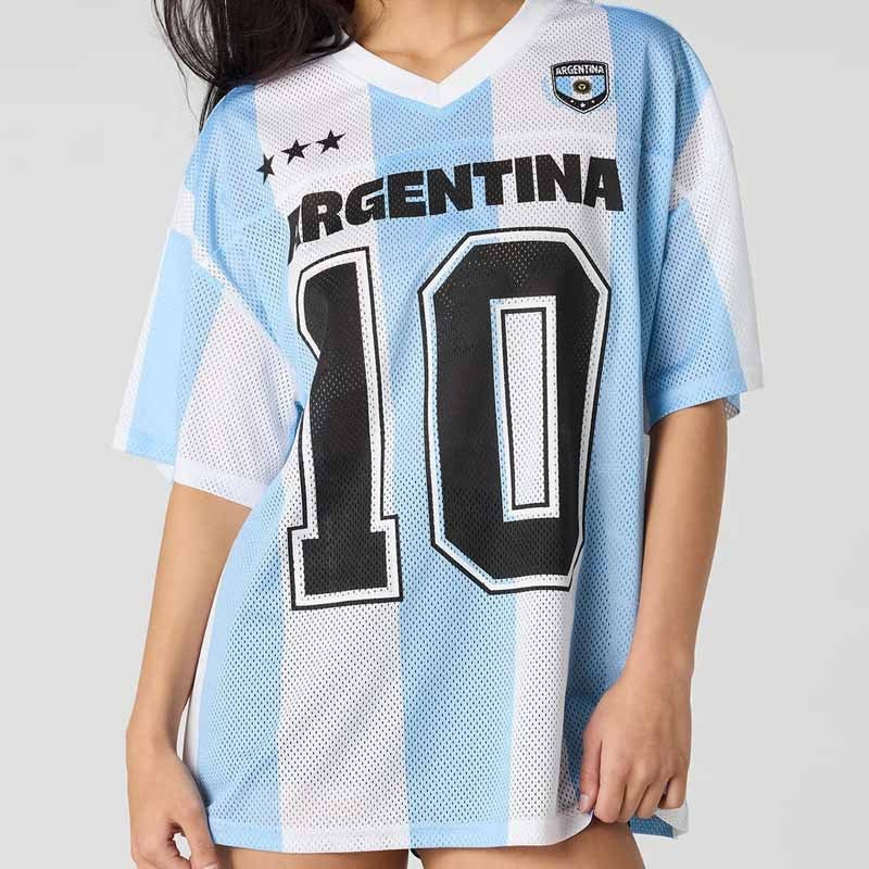 Ladies oversized sport jersey in football style with mesh fabric Mune Fashion
