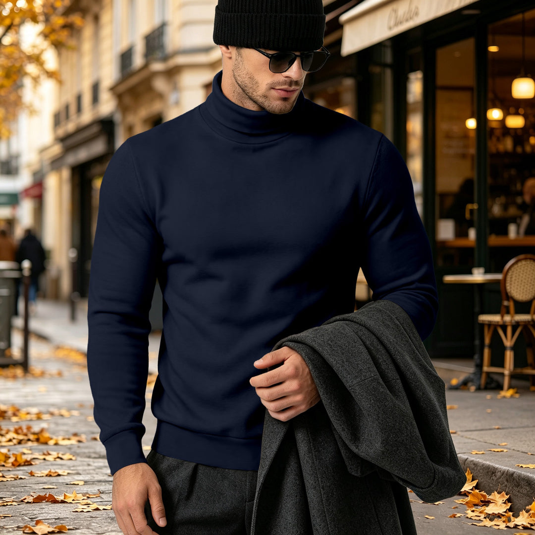 Men's Elegant Cotton Blend Turtleneck Sweater Slim Fit Mune Fashion