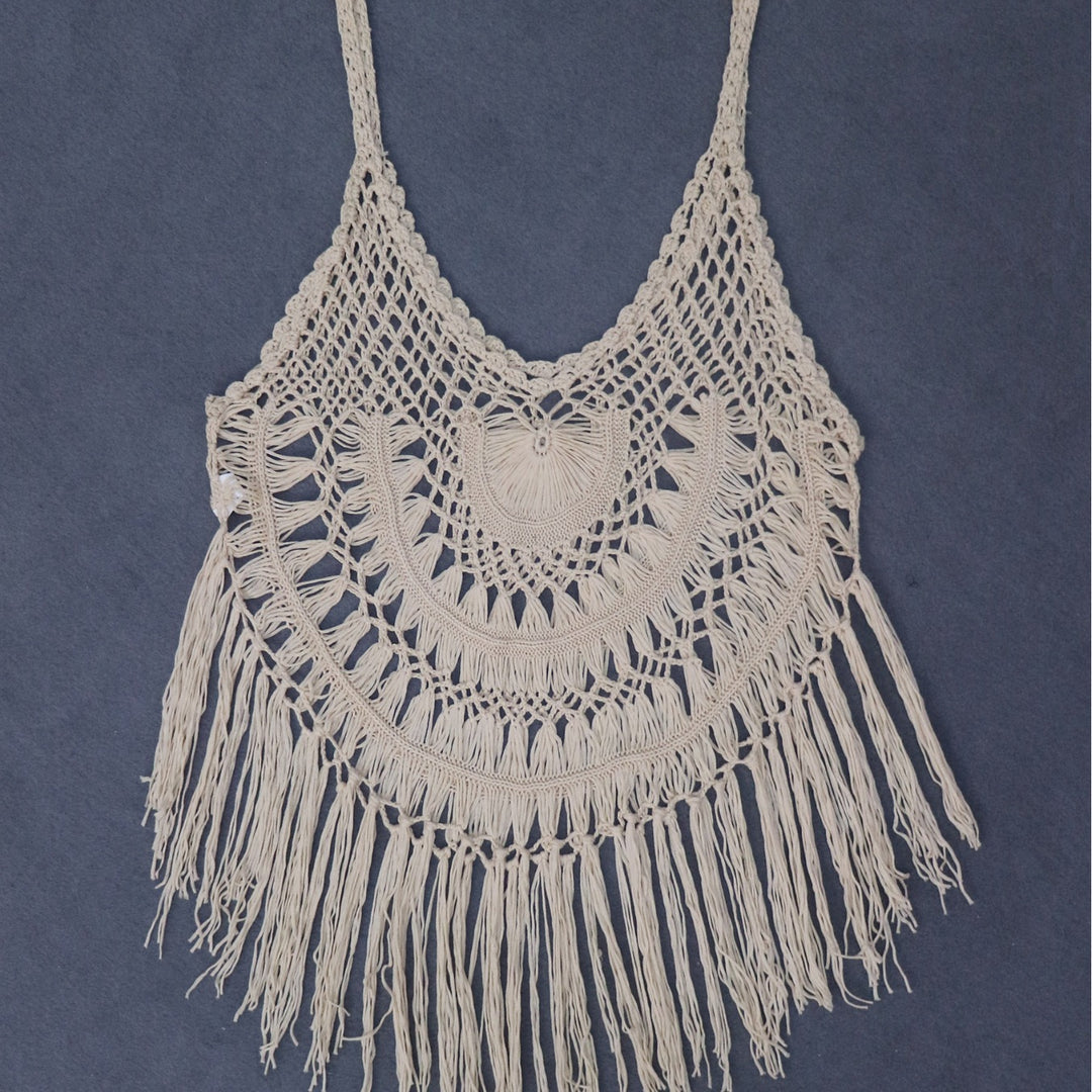 Women's crocheted beach poncho with fringes Mune Fashion