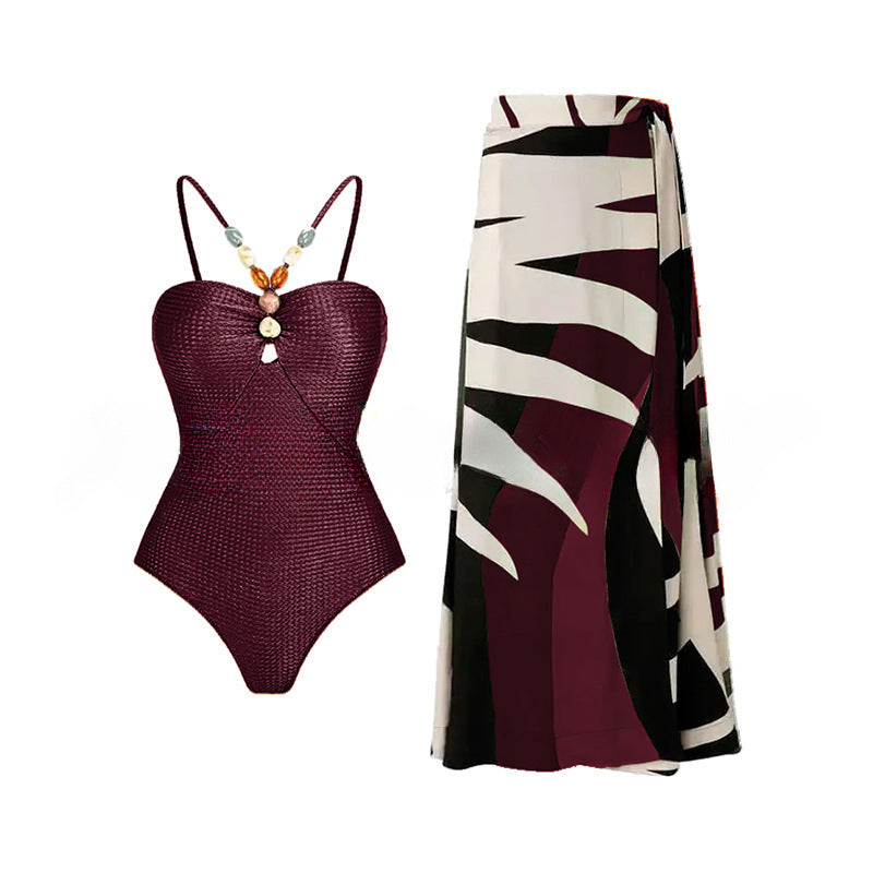 Women's One-Piece Swimsuit with Fashionable Jewelry Details Mune Fashion
