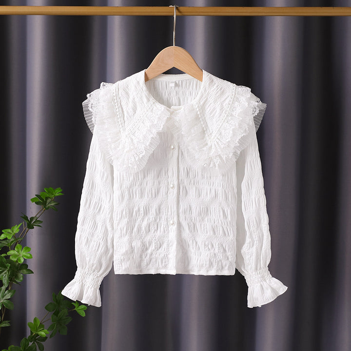 Women’s blouse with voluminous ruffled collar Mune Fashion